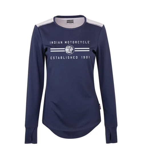 INDIAN MOTORCYCLE WOMEN'S NAVY LONG SLEEVE PERFORMANCE TEE