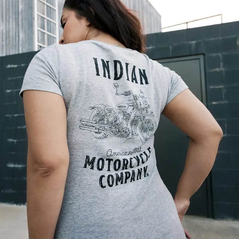 INDIAN. MOTORCYCLE WOMEN'S GREY BIKE TEE