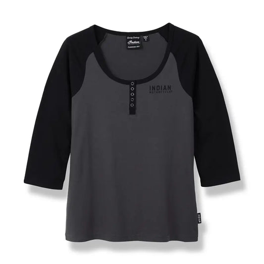 INDIAN MOTORCYLE WOMEN'S CHARCOAL QUARTER SLEEVE TEE