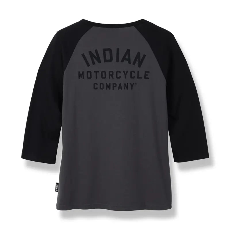 INDIAN MOTORCYLE WOMEN'S CHARCOAL QUARTER SLEEVE TEE