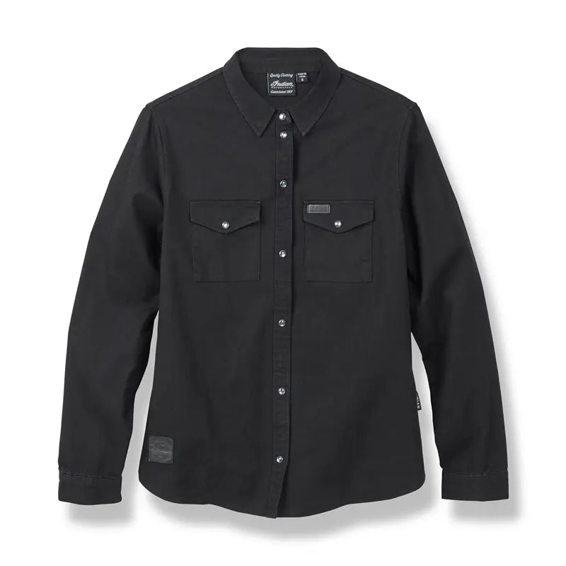 INDIAN MOTORCYCLE WOMEN'S BLACK LONG SLEEVE DENIM SHIRT