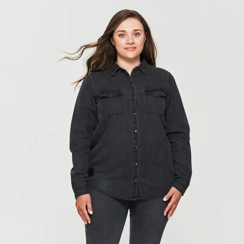 INDIAN MOTORCYCLE WOMEN'S BLACK LONG SLEEVE DENIM SHIRT