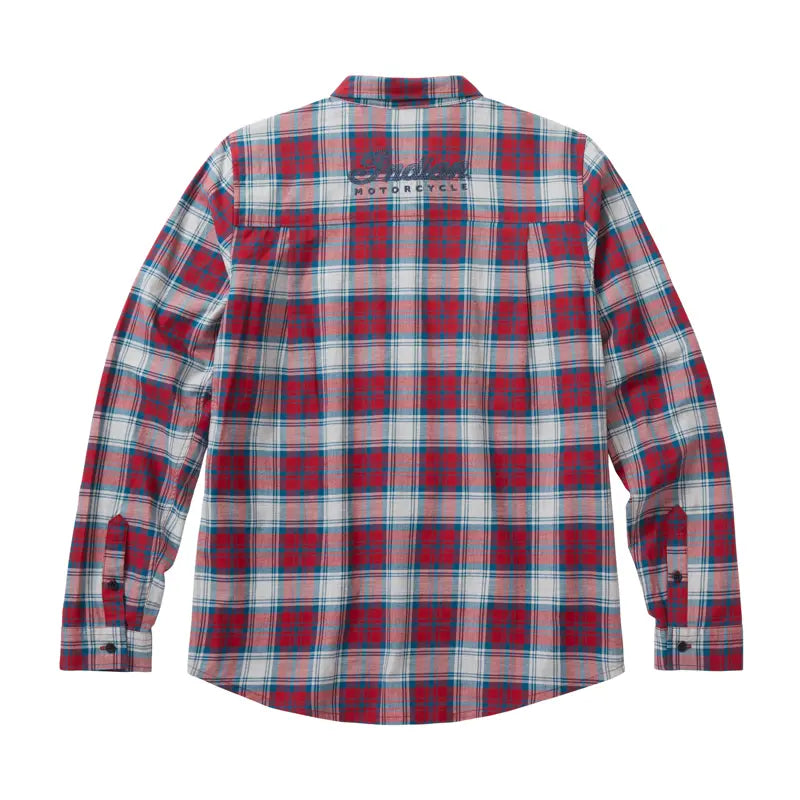 INDIAN MOTORCYCLE WOMEN'S RED SCRIPT EMBLEM PLAID SHIRT