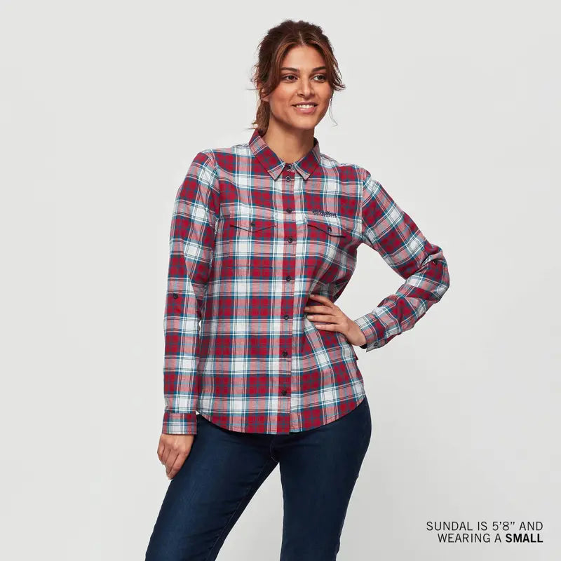 INDIAN MOTORCYCLE WOMEN'S RED SCRIPT EMBLEM PLAID SHIRT