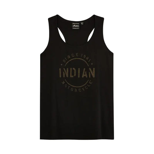 INDIAN MOTORCYCLE WOMEN'S BLACK STENCIL BLOCK ICON TANK