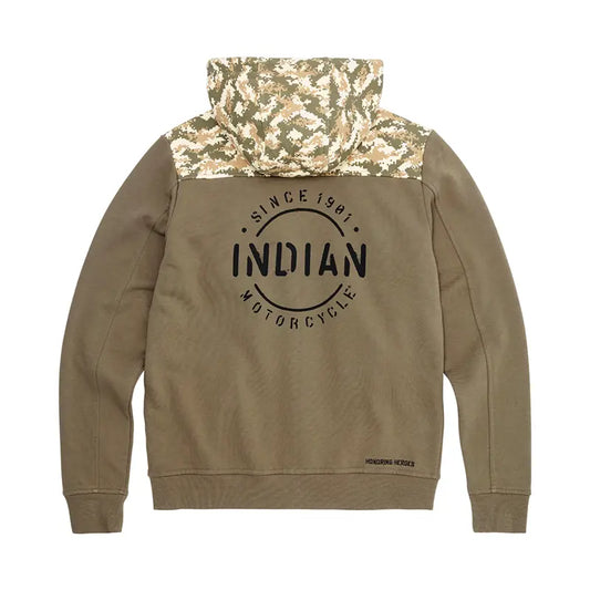 INDIAN MOTORCYCLE WOMEN'S GREEN STENCIL BACK ICON ZIP-UP HOODIE