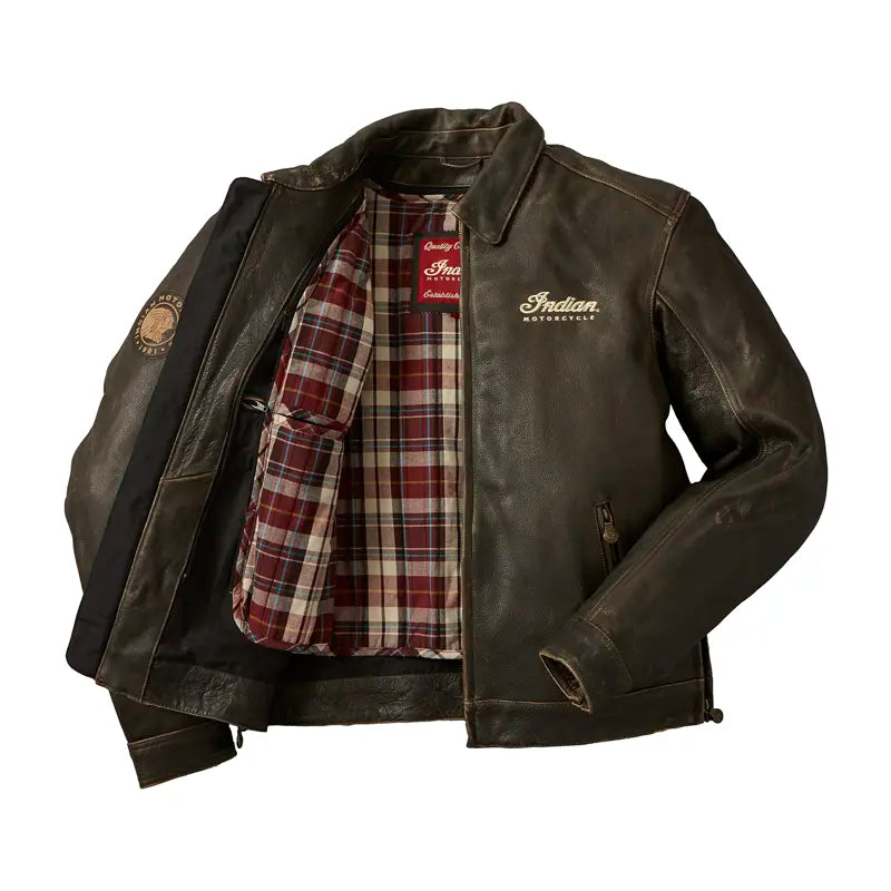 INDIAN MOTORCYCLE MEN'S CLASSIC LEATHER RIDING JACKET - Removable lining