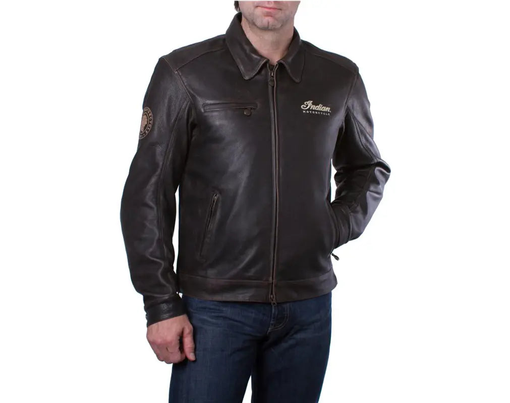 INDIAN MOTORCYCLE MEN'S CLASSIC LEATHER RIDING JACKET - Removable lining