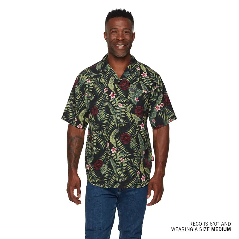 INDIAN MOTORCYCLE MEN'S TROPICAL PRINT SHORT SLEEVE SHIRT