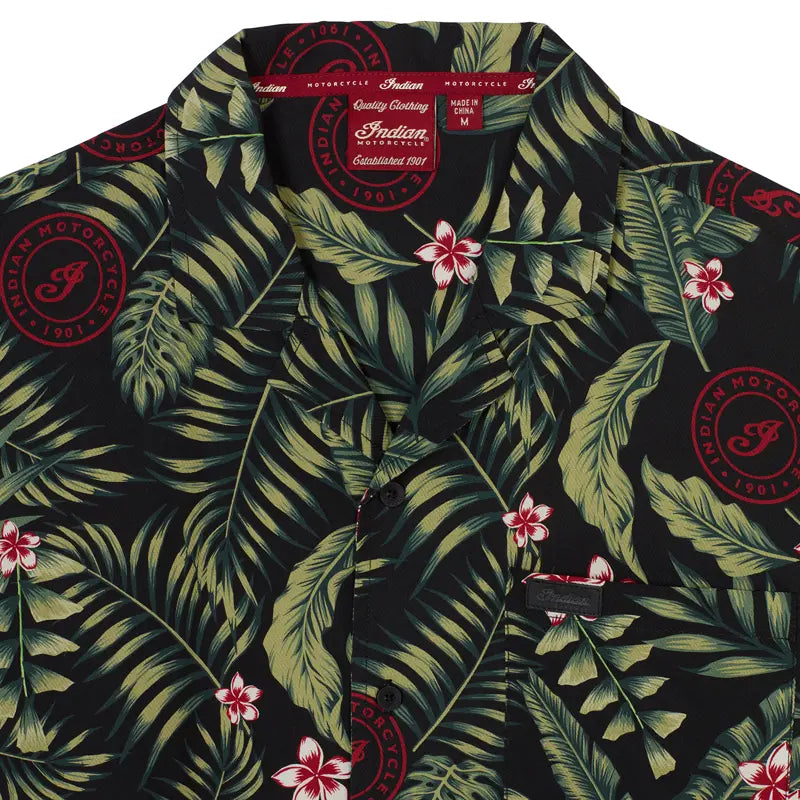 INDIAN MOTORCYCLE MEN'S TROPICAL PRINT SHORT SLEEVE SHIRT