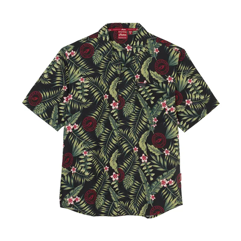 INDIAN MOTORCYCLE MEN'S TROPICAL PRINT SHORT SLEEVE SHIRT