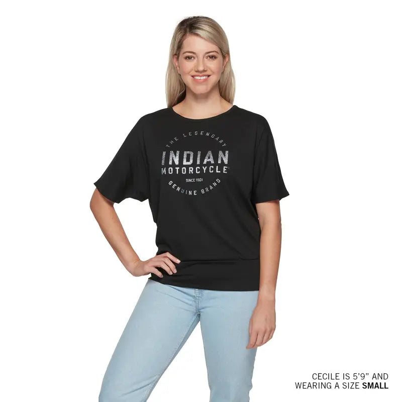 INDIAN MOTORCYCLE WOMEN'S BLOCK LOGO BANDED SHORT SLEEVE TEE