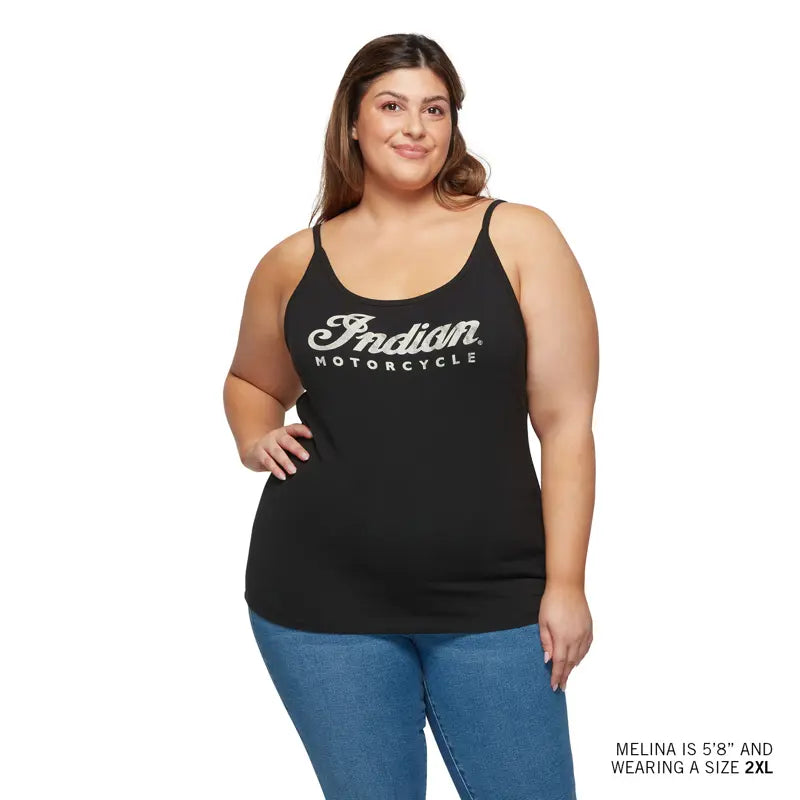 INDIAN MOTORCYCLE WOMEN'S BLACK SCRIPT LOGO CAMI TANK