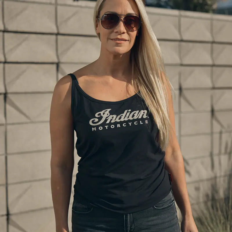 INDIAN MOTORCYCLE WOMEN'S BLACK SCRIPT LOGO CAMI TANK