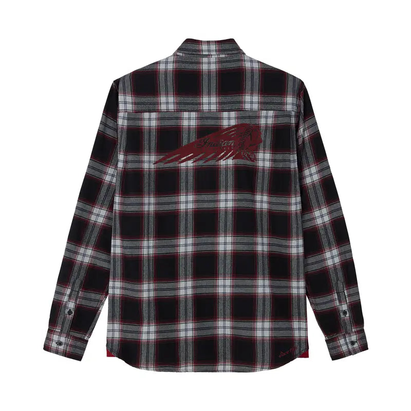 INDIAN MOTORCYCLE MEN'S RED MEMPHIS PLAID SHIRT