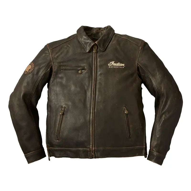 INDIAN MOTORCYCLE MEN'S CLASSIC LEATHER RIDING JACKET - Removable lining