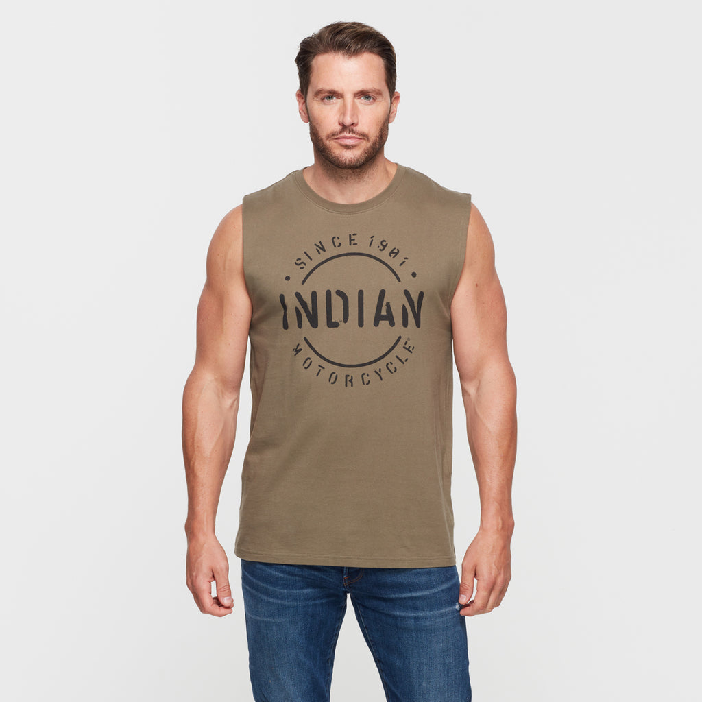 INDIAN MOTORCYCLE MEN'S STENCIL BLOCK ICON TANK